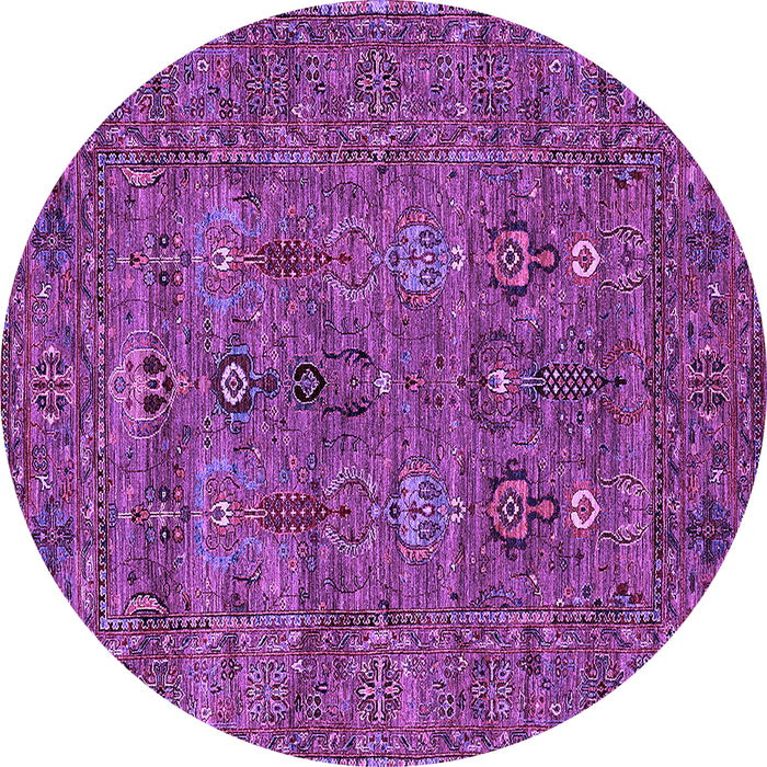 Round Machine Washable Oriental Purple Industrial Area Rugs, wshurb2403pur