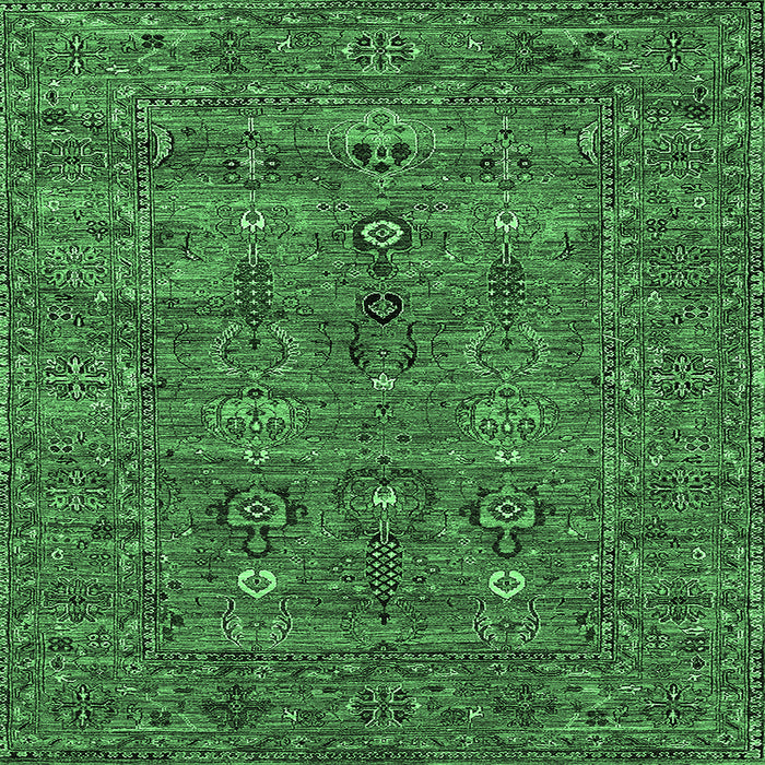 Square Oriental Emerald Green Industrial Rug, urb2403emgrn