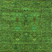 Square Machine Washable Oriental Green Industrial Area Rugs, wshurb2403grn