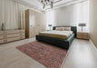 Mid-Century Modern Pink Oriental Rug in a Bedroom, urb2403