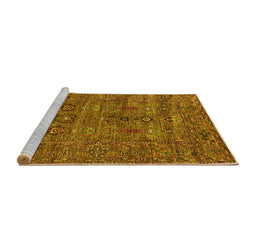 Sideview of Machine Washable Oriental Yellow Industrial Rug, wshurb2403yw