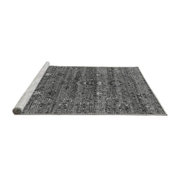 Sideview of Machine Washable Oriental Gray Industrial Rug, wshurb2404gry