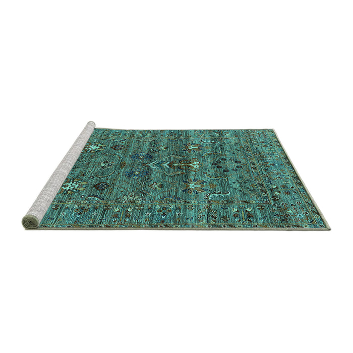 Sideview of Machine Washable Oriental Turquoise Industrial Area Rugs, wshurb2404turq