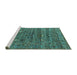 Sideview of Machine Washable Oriental Turquoise Industrial Area Rugs, wshurb2404turq