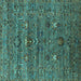 Square Oriental Turquoise Industrial Rug, urb2404turq