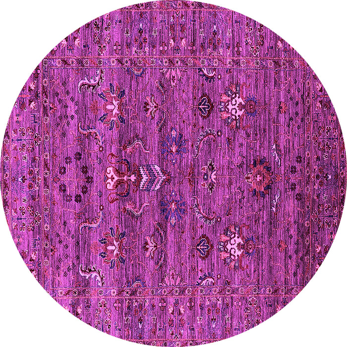 Round Machine Washable Oriental Pink Industrial Rug, wshurb2404pnk