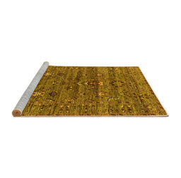 Sideview of Machine Washable Oriental Yellow Industrial Rug, wshurb2404yw