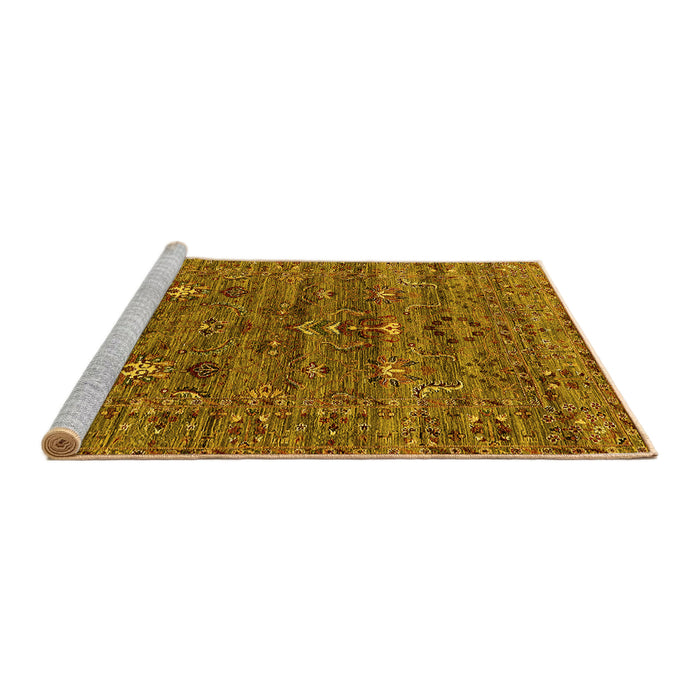 Sideview of Machine Washable Oriental Yellow Industrial Rug, wshurb2404yw