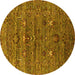 Round Oriental Yellow Industrial Rug, urb2404yw