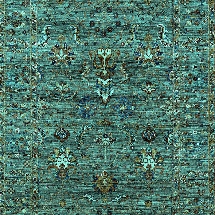 Machine Washable Oriental Turquoise Industrial Area Rugs, wshurb2404turq
