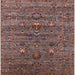 Square Mid-Century Modern Red Brown Oriental Rug, urb2404