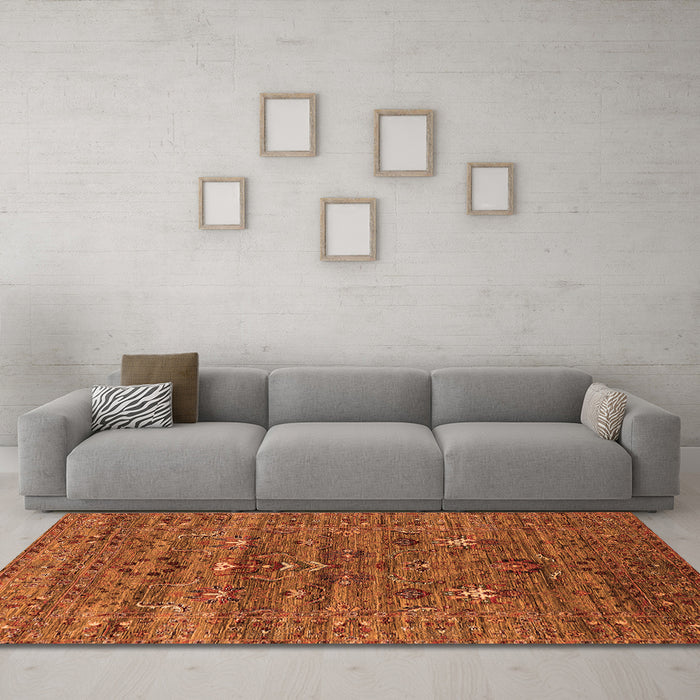 Machine Washable Oriental Orange Industrial Area Rugs in a Living Room, wshurb2404org
