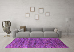 Machine Washable Oriental Purple Industrial Area Rugs in a Living Room, wshurb2404pur
