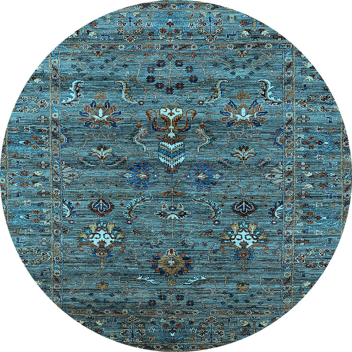 Round Oriental Light Blue Industrial Rug, urb2404lblu