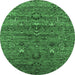 Round Oriental Emerald Green Industrial Rug, urb2404emgrn