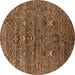 Round Oriental Brown Industrial Rug, urb2404brn