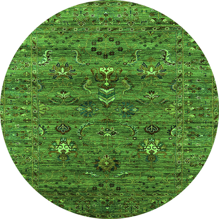 Round Oriental Green Industrial Rug, urb2404grn