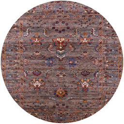 Round Machine Washable Industrial Modern Red Brown Rug, wshurb2404