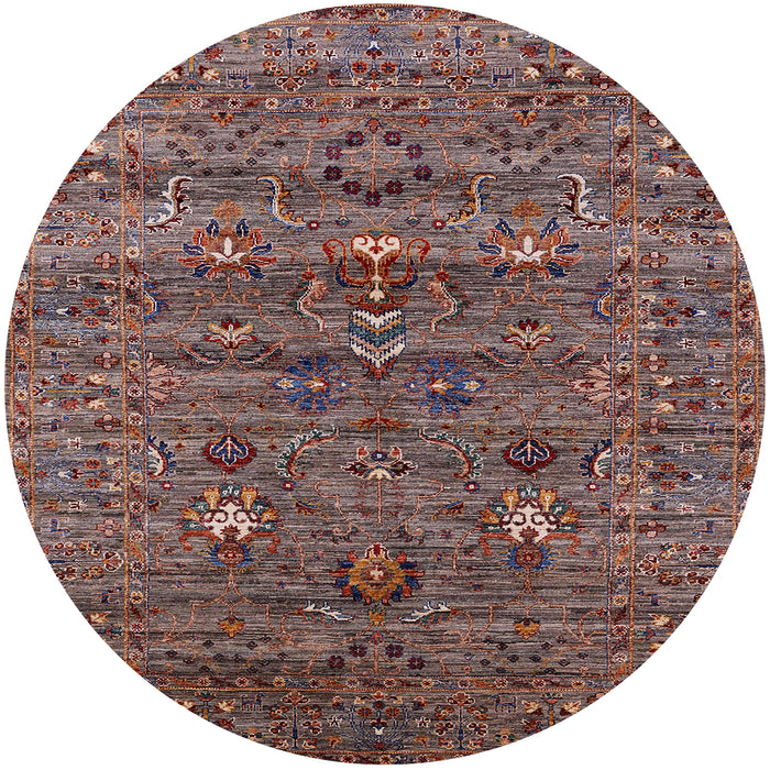 Round Machine Washable Industrial Modern Red Brown Rug, wshurb2404