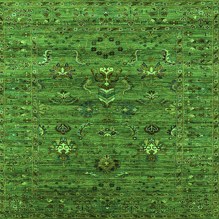 Square Machine Washable Oriental Green Industrial Area Rugs, wshurb2404grn