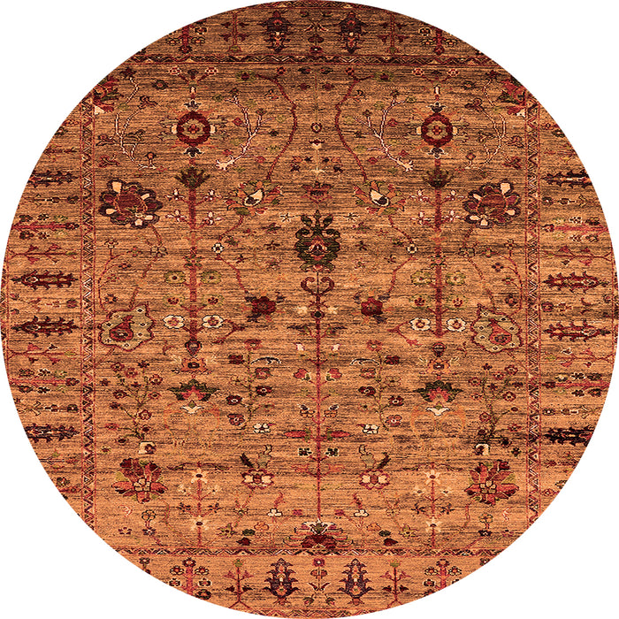Round Oriental Orange Industrial Rug, urb2405org