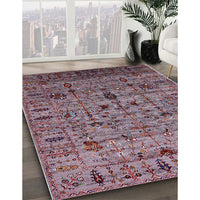 Mid-Century Modern Maroon Purple Oriental Rug, urb2405