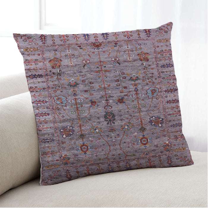 Lifestyle Image of Mid-Century Modern Urban Square Velvet Maroon Purple Throw Pillow, 18 inch by 18 inch, pwurb2405