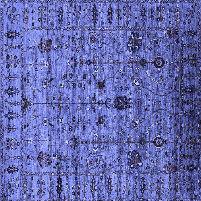 Square Machine Washable Oriental Blue Industrial Rug, wshurb2405blu