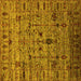 Square Machine Washable Oriental Yellow Industrial Rug, wshurb2405yw