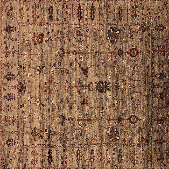 Square Oriental Brown Industrial Rug, urb2405brn