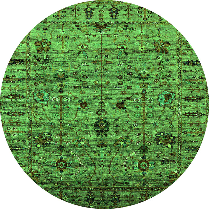 Round Oriental Green Industrial Rug, urb2405grn