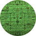 Round Oriental Green Industrial Rug, urb2405grn