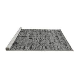 Sideview of Machine Washable Oriental Gray Industrial Rug, wshurb2405gry