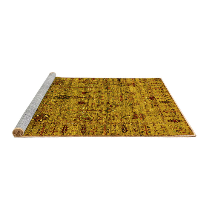 Sideview of Machine Washable Oriental Yellow Industrial Rug, wshurb2405yw