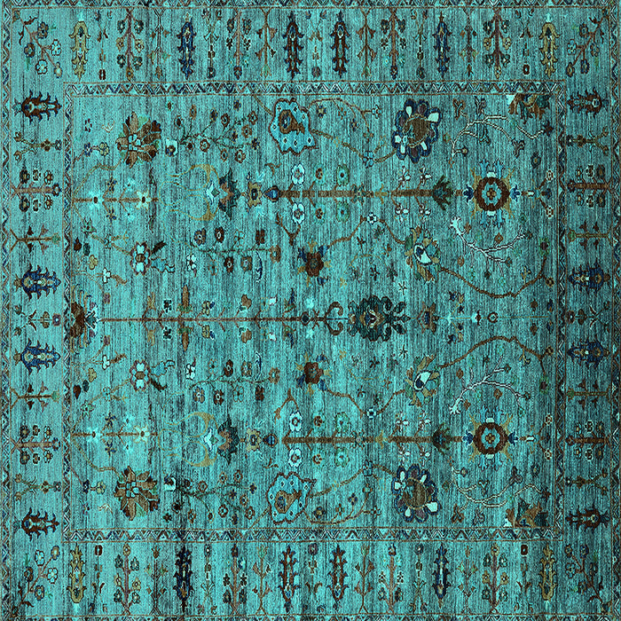Square Oriental Turquoise Industrial Rug, urb2405turq