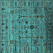 Square Oriental Turquoise Industrial Rug, urb2405turq