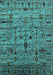 Machine Washable Oriental Turquoise Industrial Area Rugs, wshurb2405turq