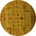 Round Oriental Yellow Industrial Rug, urb2405yw