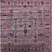 Square Mid-Century Modern Maroon Purple Oriental Rug, urb2405