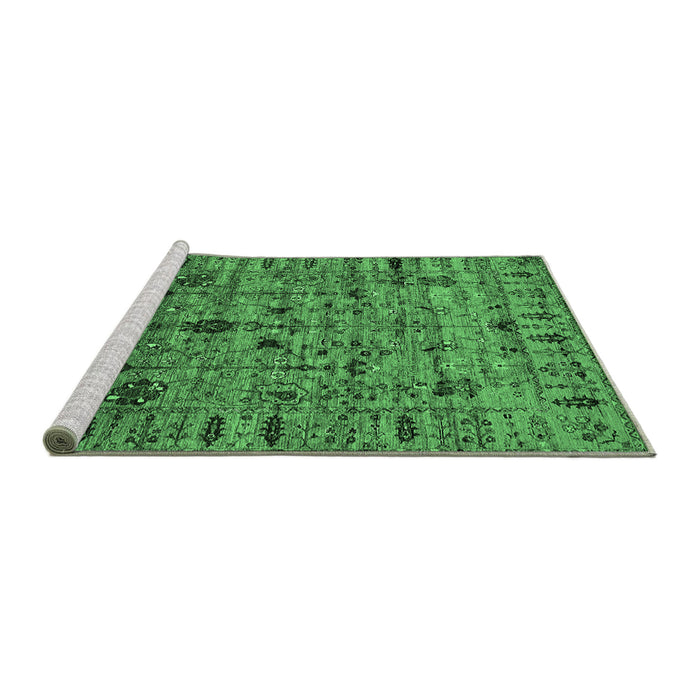 Sideview of Machine Washable Oriental Emerald Green Industrial Area Rugs, wshurb2405emgrn