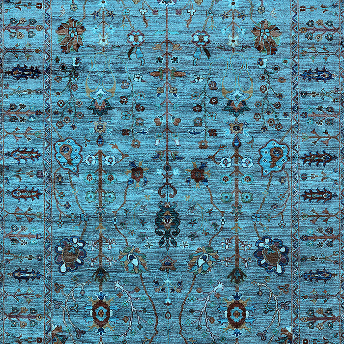 Machine Washable Oriental Light Blue Industrial Rug, wshurb2405lblu
