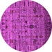 Round Machine Washable Oriental Pink Industrial Rug, wshurb2405pnk