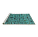 Sideview of Machine Washable Oriental Turquoise Industrial Area Rugs, wshurb2405turq