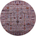 Round Mid-Century Modern Maroon Purple Oriental Rug, urb2405