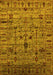 Machine Washable Oriental Yellow Industrial Rug, wshurb2405yw