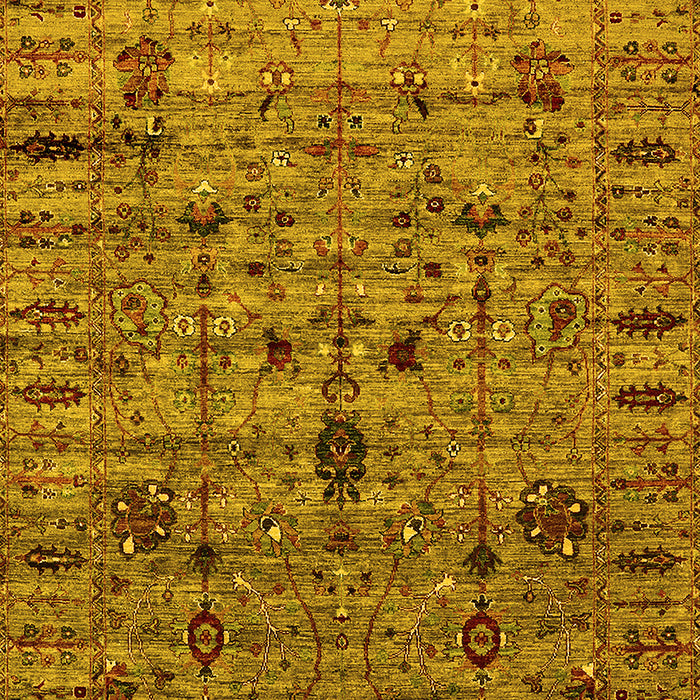 Machine Washable Oriental Yellow Industrial Rug, wshurb2405yw