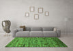 Machine Washable Oriental Green Industrial Area Rugs in a Living Room,, wshurb2405grn