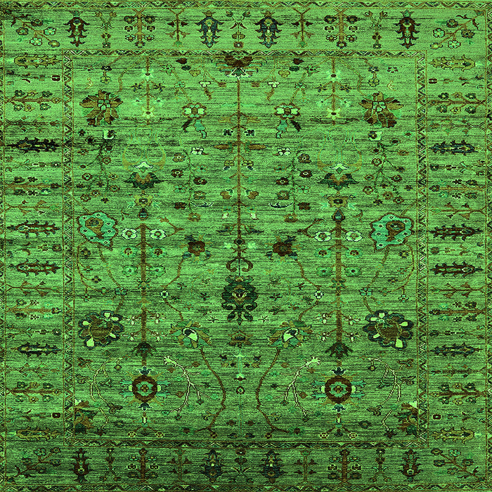 Square Machine Washable Oriental Green Industrial Area Rugs, wshurb2405grn