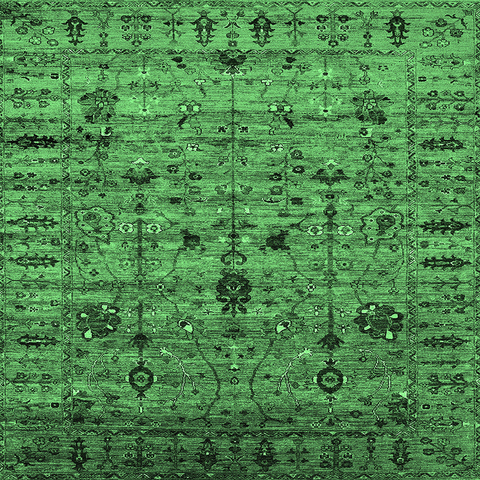 Square Machine Washable Oriental Emerald Green Industrial Area Rugs, wshurb2405emgrn