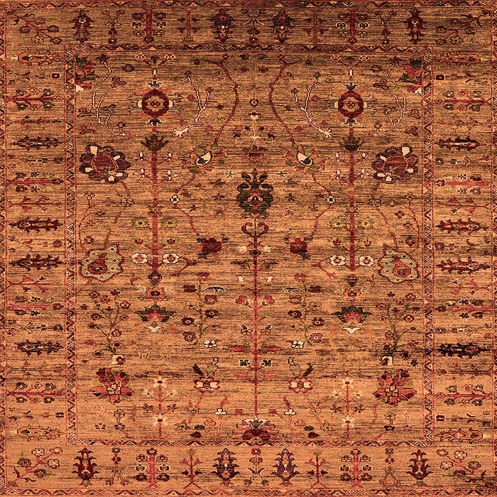 Square Oriental Orange Industrial Rug, urb2405org